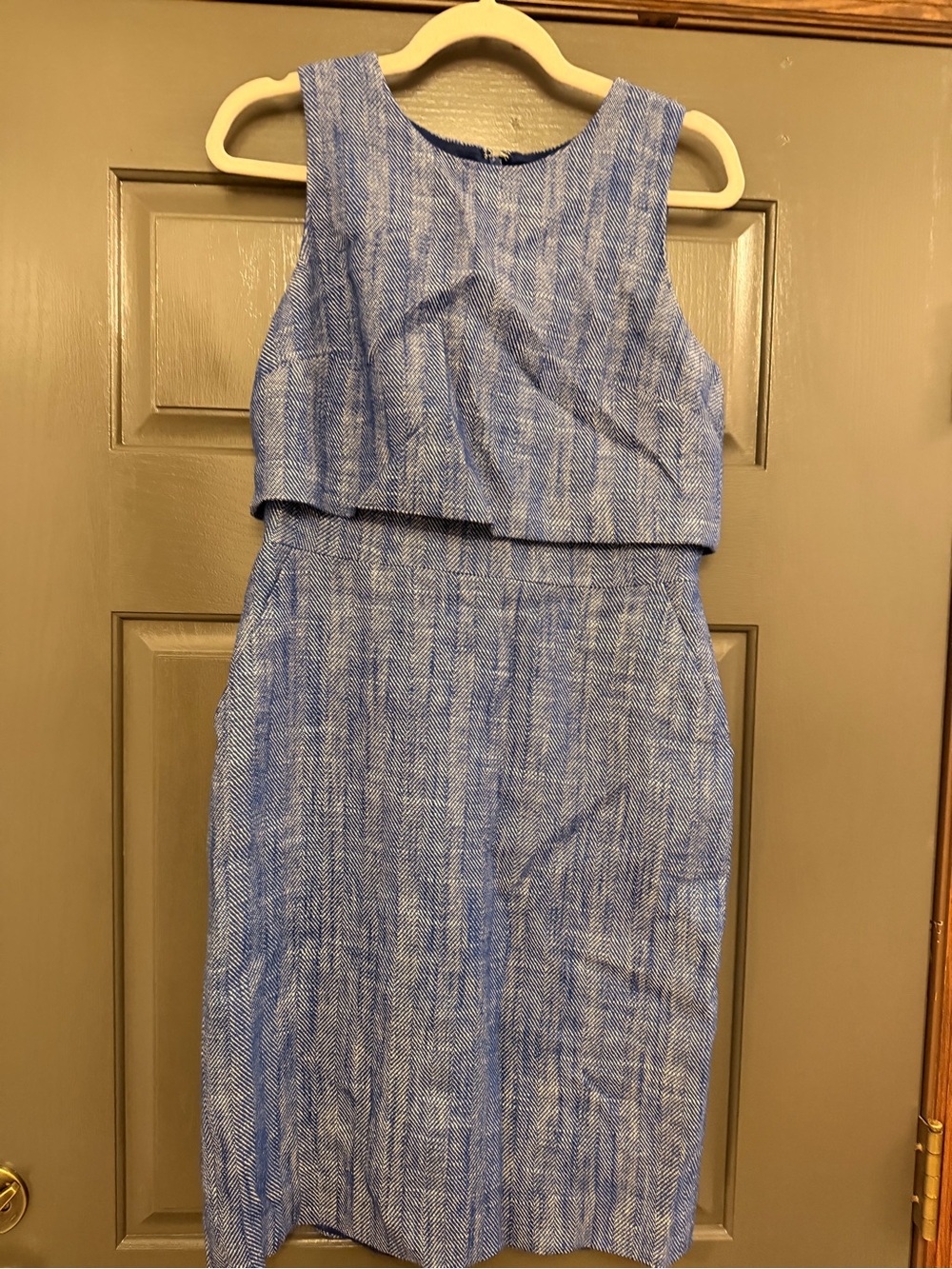 J. Crew Blue Textured Layered Sheath Dress